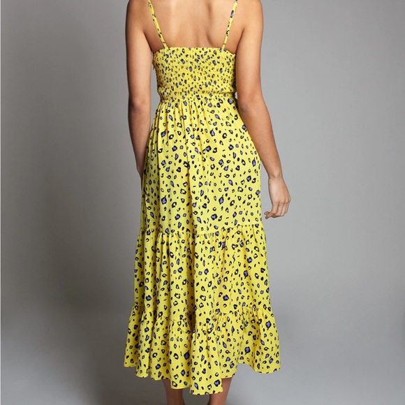 Jade Sky Yellow Black Leopard Animal Print Maxi Dress (Size M) - Picture 4 of 11